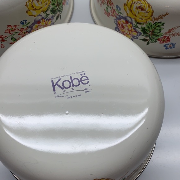 Vintage Kobe Enamel Nesting Bowls set 3 Roses - Picture 11 of 11